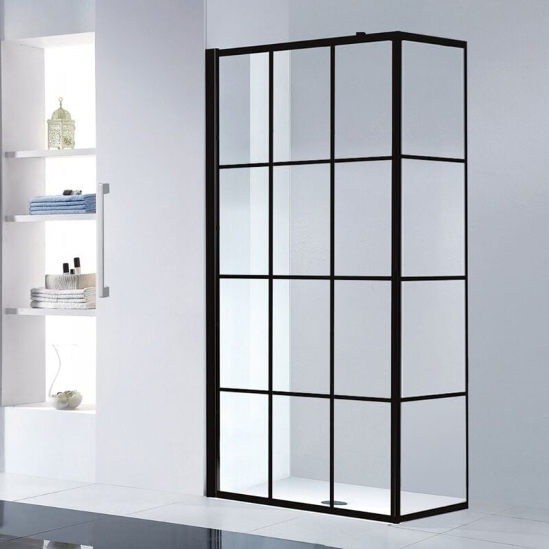 Paroi de douche loft black 120cm + Volet pivotant