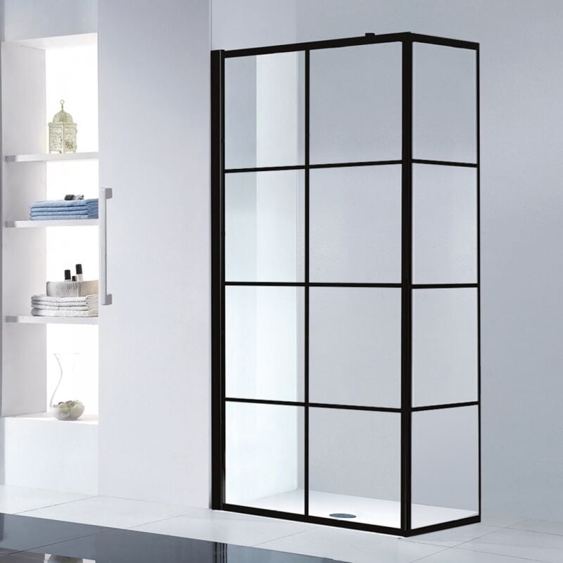 Paroi de douche loft black 80 cm + Volet pivotant