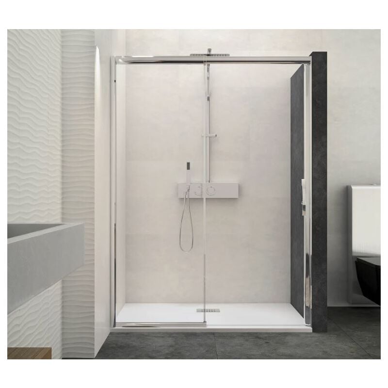 Kinedo - Paroi de douche blanc sans seuil 115-125cm classic macao côté droit PA647BTNEG