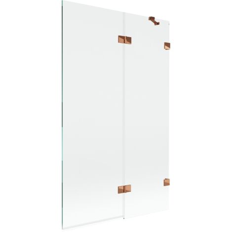 Paroi de douche Mexen Lunar 2 volets droit 110 x 150 cm, transparent, or rose - 897-110-100-60-00-P