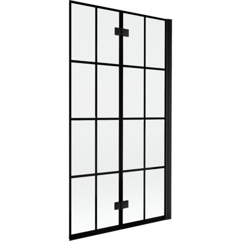 Paroi de douche Mexen Mist 2 volets droite 100 x 150 cm, grille noire, noir - 8A9-100-002-70-77-P