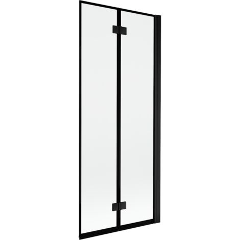 Paroi de douche Mexen Mist 2 volets, droite 80 x 150 cm, cadre noir, noir - 8A9-080-002-70-70-P