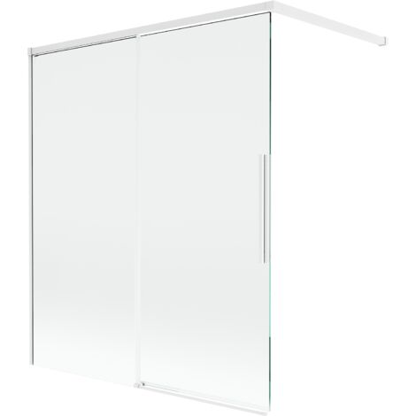 Paroi de Douche Mexen Rox à 2 Volets Coulissants 140 x 150 cm, Transparent, Blanc - 8C9-140-003-20-00