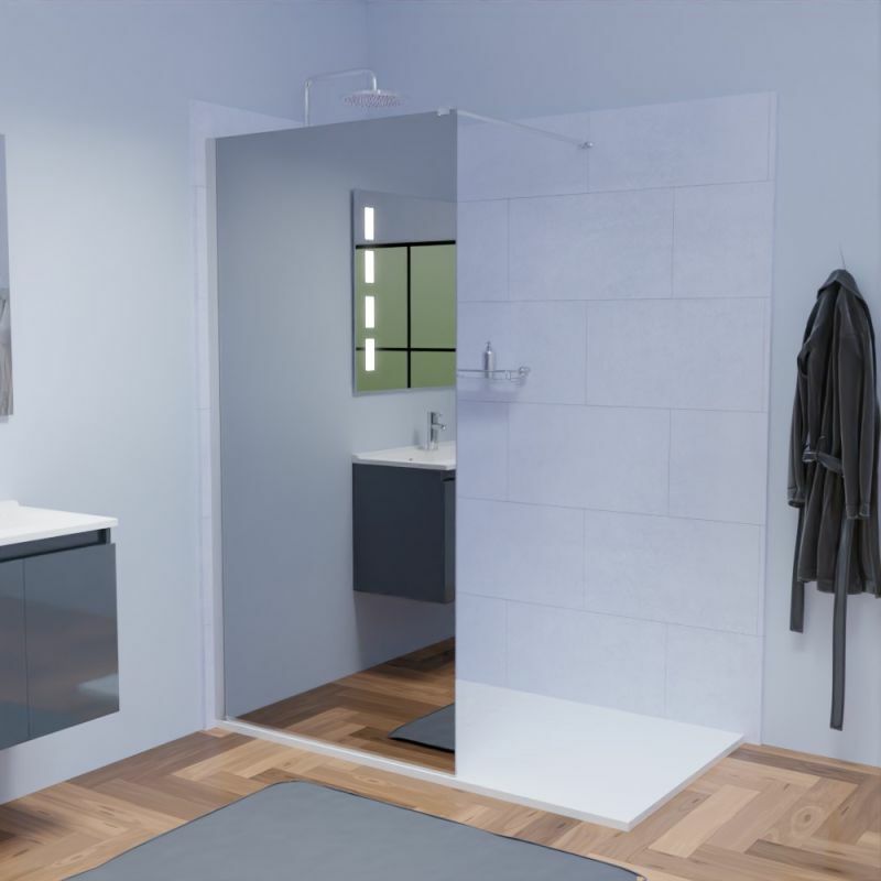 Cuisibane - Paroi de douche miroir 100 cm maora - Verre 8 mm anticalcaire