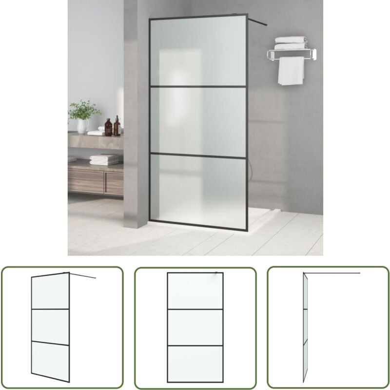 Paroi de douche Noir 100x195 cm Verre esg dépoli - Pare Brise De Douche - Mur De Douche - Cabine De Douche - Douche Noire - Pare-brise De Douche