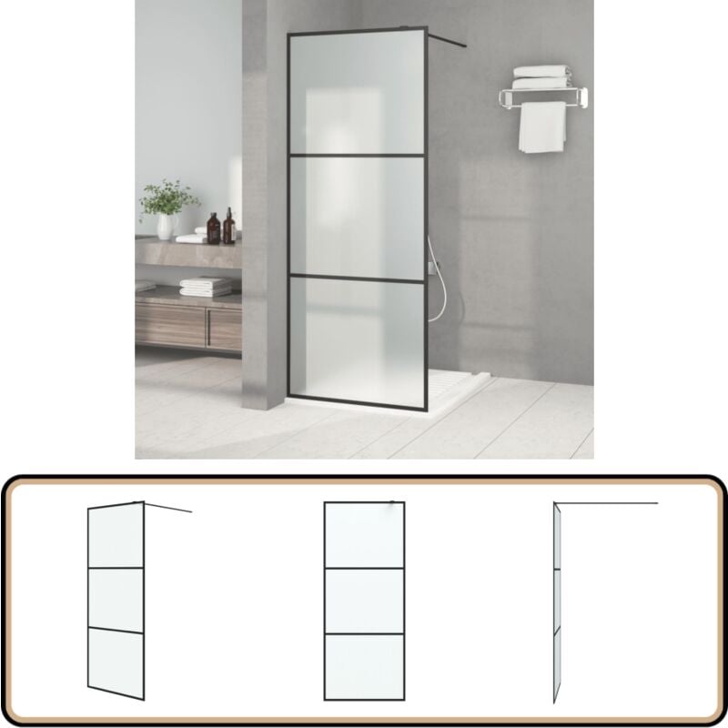 Paroi de douche Noir 80x195 cm Verre esg dépoli - Mur De Douche - Paroi De Douche - Douche Noire - Cabine De Douche - Verres Esg