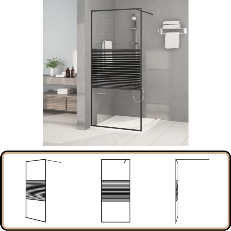 Vidaxl - Paroi de douche Noir 90x195 cm Verre esg transparent - Mur De Douche - Paroi De Douche - Douche - Cabines De Douche - Salle De Bain