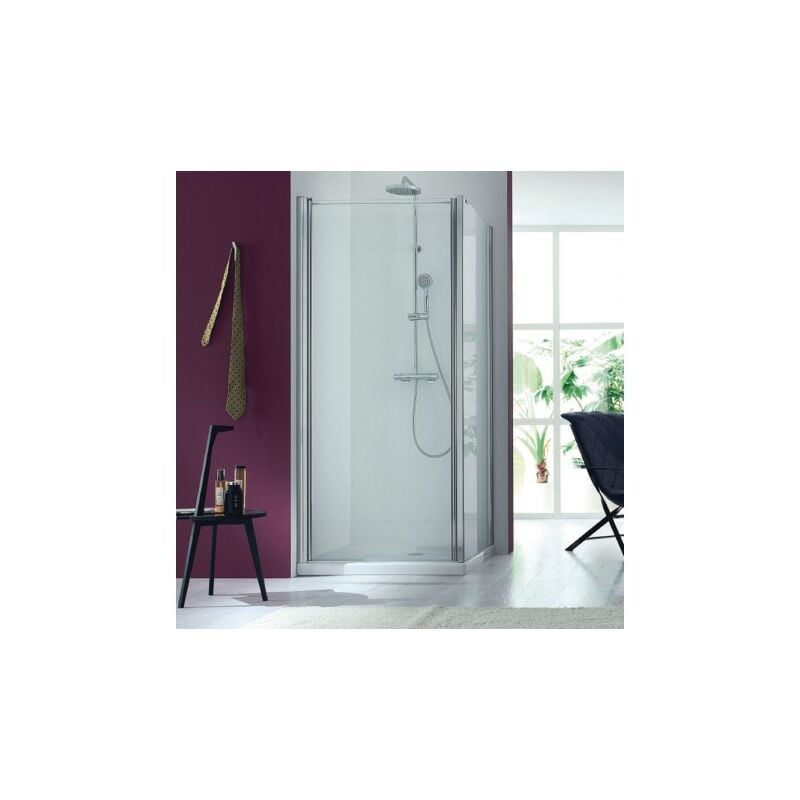 Porte de douche pivotante Hauteur 1950mm L815mm épuré verre sérigraphié profil titane nabis B5042ETT56