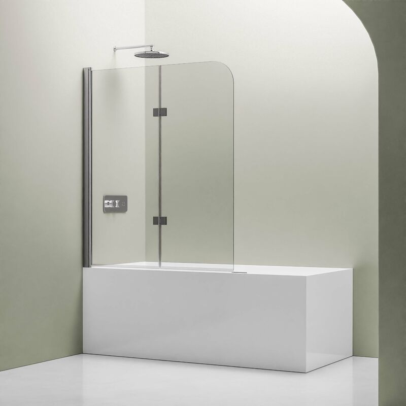 Pare baignoire Vitre de baignoire Paroi et 2 Volets battants de baignoire en verre 6mm - 120x140x6cm - NT209 - Chrome - Bernstein