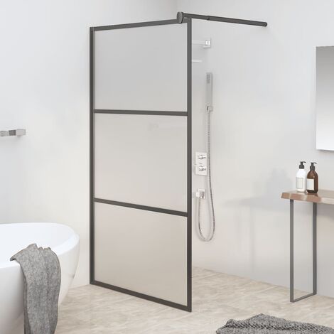 Paroi de douche - Paroi de baignoire Moderne 115x195 cm Verre ESG dépoli Noir BV746300 - BonneVie