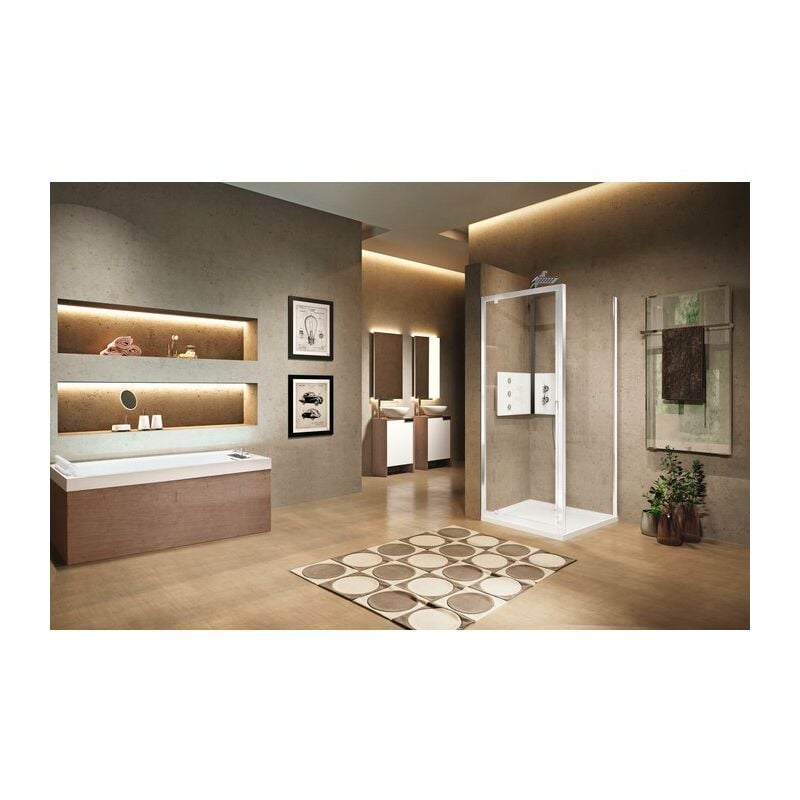 Novellini - Porte de douche pivotante verre transparent - 1 ventail - 840 à 900 mm - Lunes g 2.0