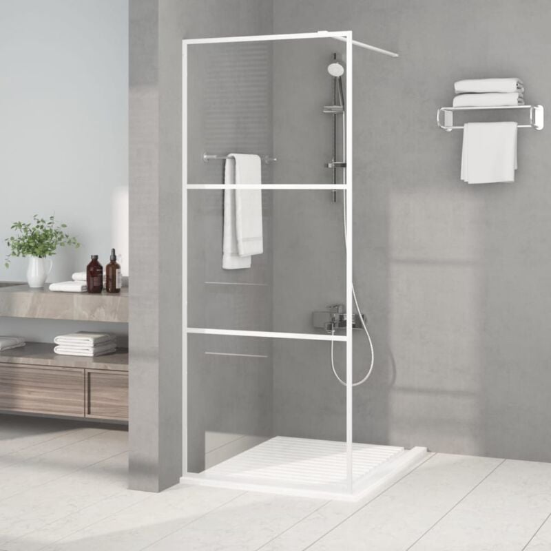 Paroi de douche Porte De Douche Blanc 80x195 cm Verre esg transparent 23448