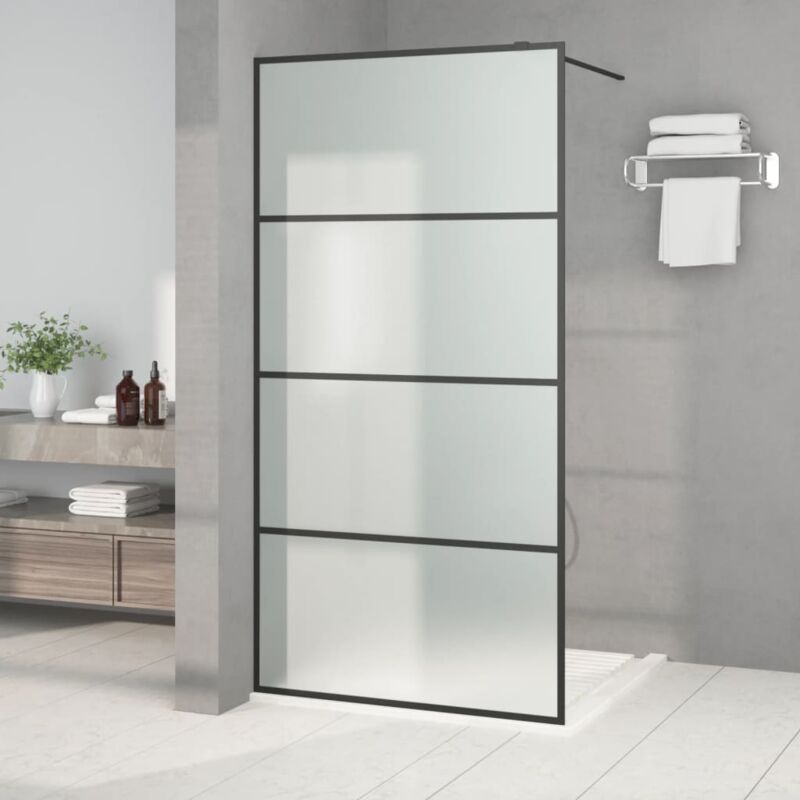 Paroi de douche Porte De Douche Noir 100x195 cm Verre ESG dépoli 77171