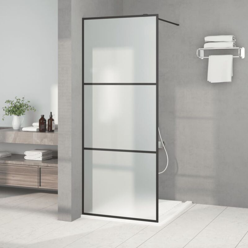 Paroi de douche Porte De Douche Noir 80x195 cm Verre esg dépoli 53362