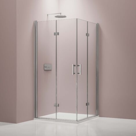 Paroi de douche porte pliante, en verre véritable NANO 6 mm, EX213 - 90 x 90 x 195 cm - pour installation en coin