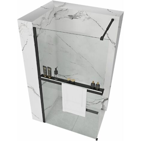 PAROI DE DOUCHE REA AERO BLACK MAT 110 AVEC ÉTAGÈRE ET SUPPORT EVO