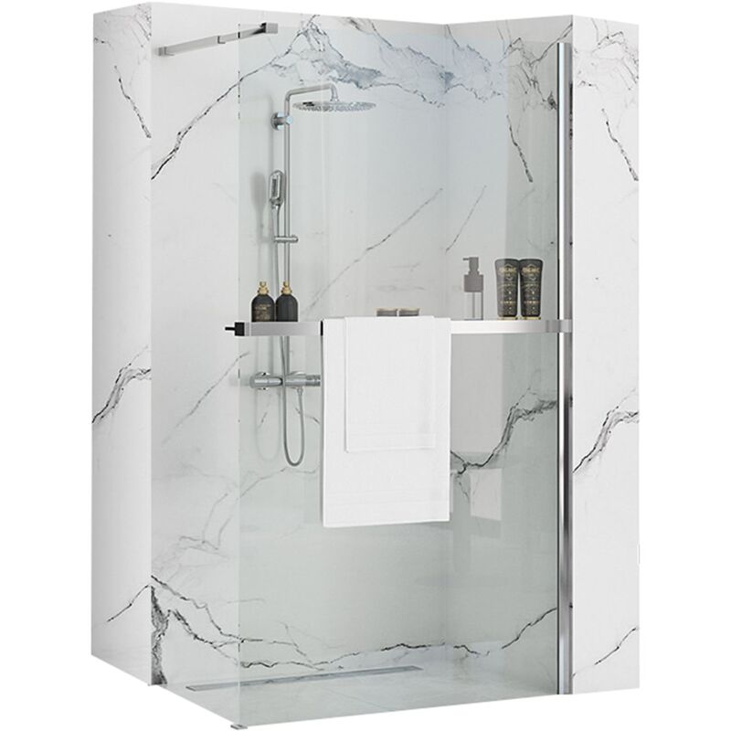 REA - paroi de douche aero n 90 avec étagère et support evo