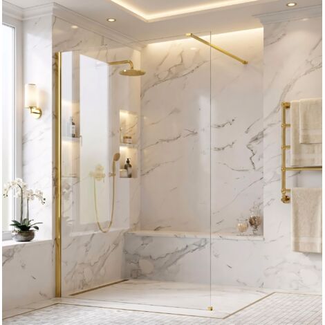 Paroi De Douche Rea Flexi Transparent Gold 130