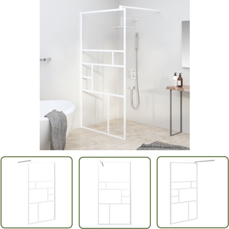 Kalisse - The Living Store Paroi de douche 100x195 cm esg Verre Blanc - Mur De Douche - Cabine De Douche - Paroi De Douche - Douche Transparente