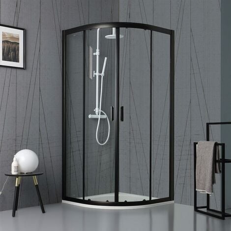 Paroi De Douche Semi-Circulaire Avec Cristal Transparent Et Profil Noir Mat  City