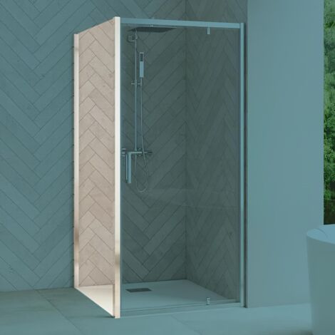 Paroi de douche Smart Design fixe 90 cm profilé chromé verre transparent Réf. PA90294CTNE