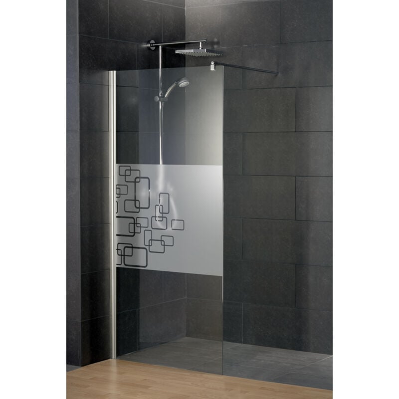 Paroi de douche à l'italienne, anticalcaire, paroi de douche Walk In, décor Softcube, Style 2.0 Schulte 90 x 190 cm, verre 5 mm