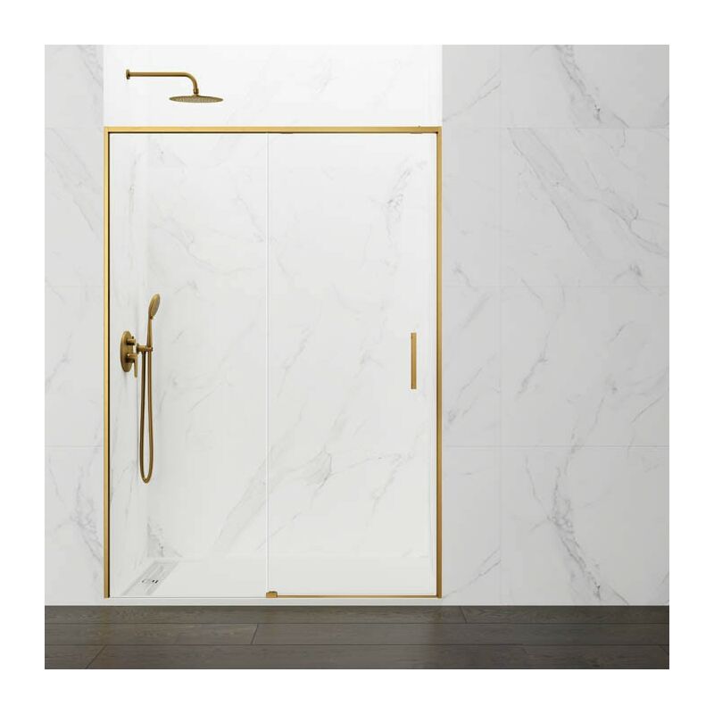 Paroi de douche twenty gold fixe + coulissant avec fermeture amortie 'soft-close' Mesure: 135-140 cm