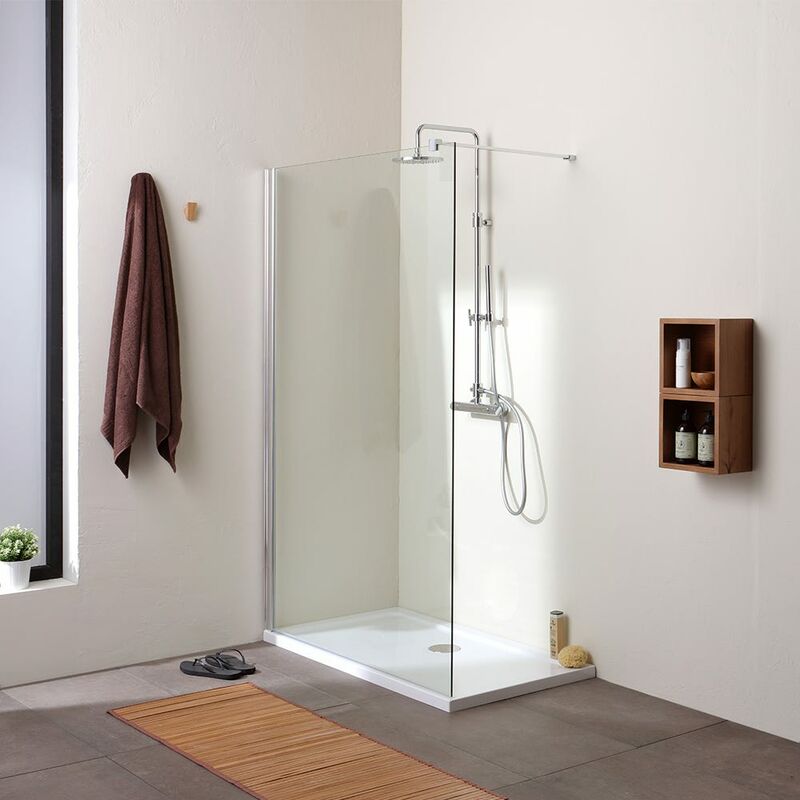 Kiamami Valentina - Paroi De Douche Walk-In Avec Paroi De 110 Cm En Verre Transparent 8 Mm