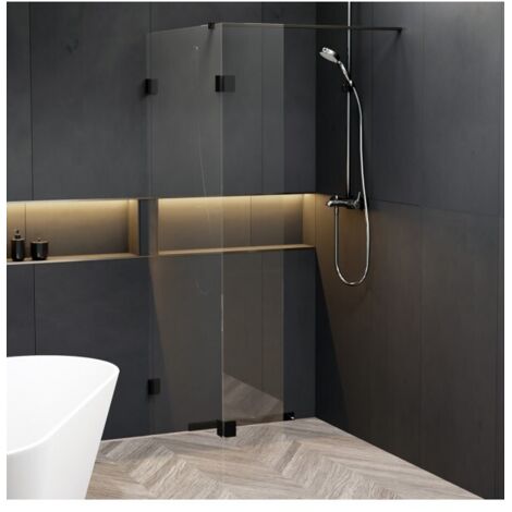 Paroi de douche walk-in avec rabattant SCANDIC NXT 402 RIHO 160x200 cm à charnières noires