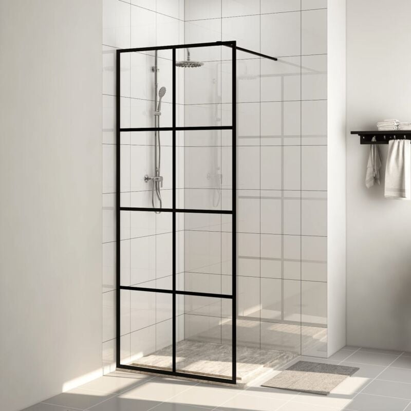 Paroi de douche,Écran de douche avec verre esg transparent 80x195 cm Noir CFW18333