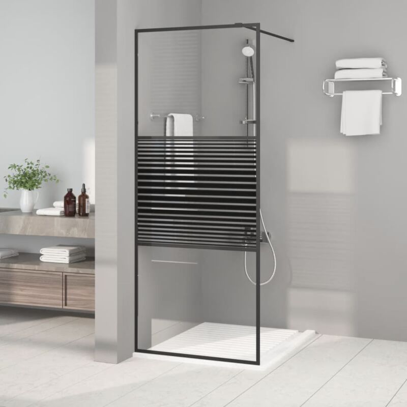 Paroi de douche Écran de douche Paroi fixe Noir 80x195 cm Verre esg transparent CVW21690