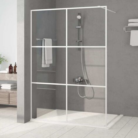 Paroi de douche，Écran de douche，Cloison de douche Blanc 140x195 cm Verre ESG transparent CNENE384366