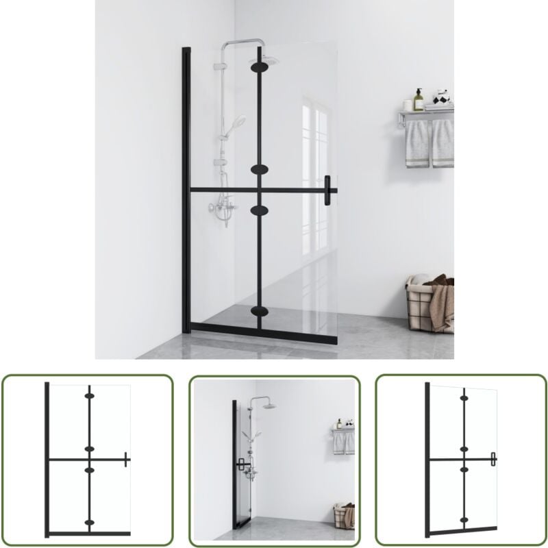 The Living Store Paroi de douche pliable Verre esg transparent 90x190 cm - Mur De Douche - Douche Italienne - Paroi De Douche - Porte De Douche