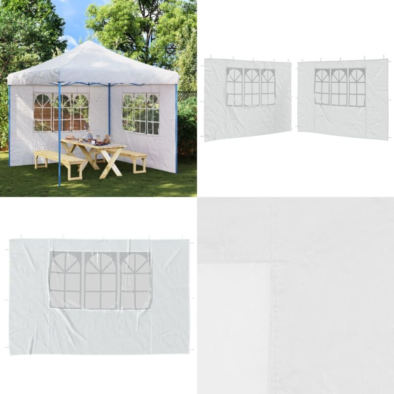 Paroi de tente de réception 2 pcs avec fenêtre pe Blanc - Pare-soleil - Abri Jardin - Tentes De Réception - Paroi De Tente - Accessoires De Tente