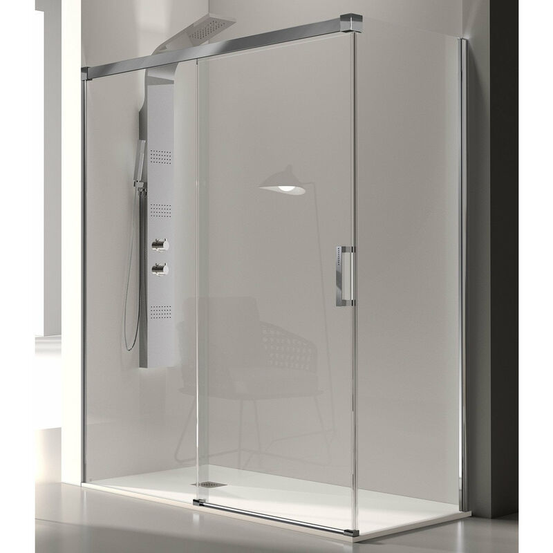 Paroi de douche fixe + Porte coulissante GLASÉ 120 cm Paroi latérale : 76 - 79 cm