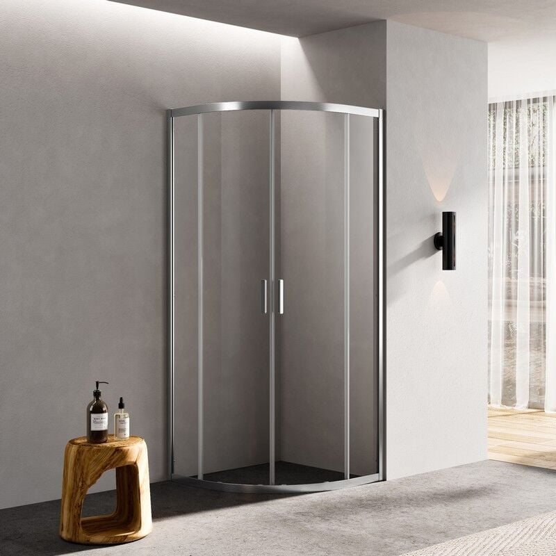 Rue Du Bain - Paroi Douche quart de Rond 80 cm Coulissant Profilé Alu mat - Laguna