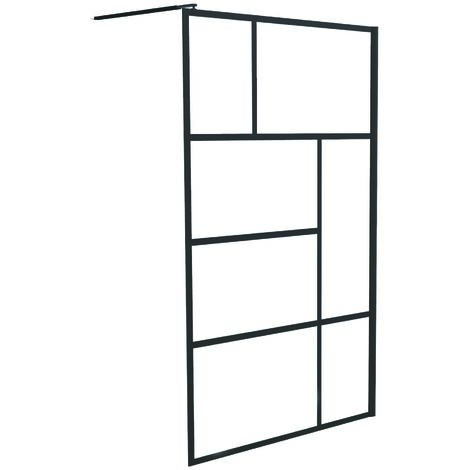 Paroi FABRILIA - Paroi 120x200x0,8cm - Verre trempé - Finitions noir mat - Transparent