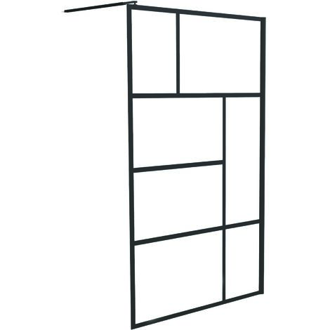 Paroi FABRILIA - Paroi 120x200x0,8cm - Verre trempé - Finitions noir mat - Transparent