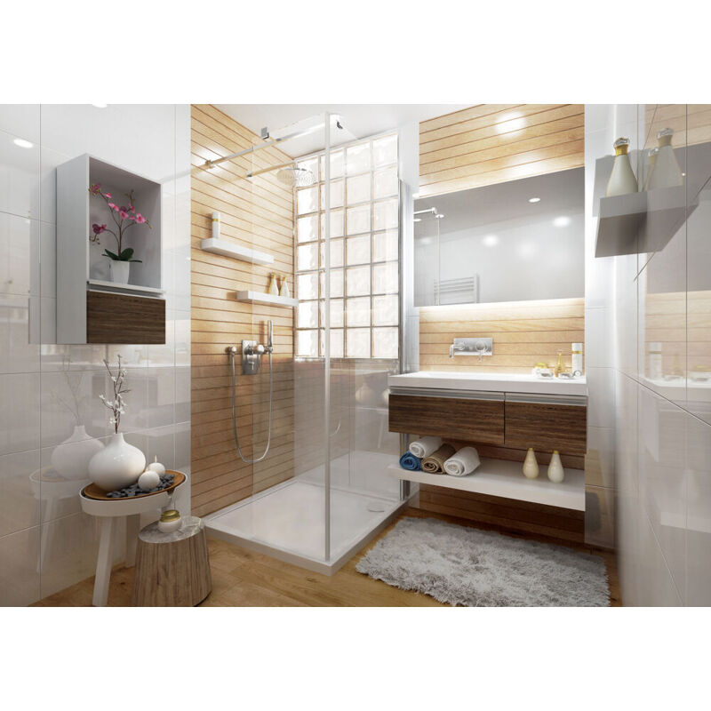 Parois fixe Ancocombi H200 x L80cm, verre transparent 6mm avec stabilisateur inclus