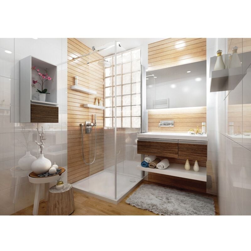 Anconetti - Parois fixe Ancocombi H200 x L100cm, verre transparent 6mm avec stabilisateur inclus