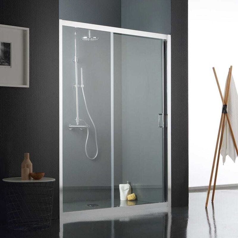 Kiamami Valentina - Paroi Fixe Avec Paroi Mobile Reversible Pour Douche En Niche 130 Cm