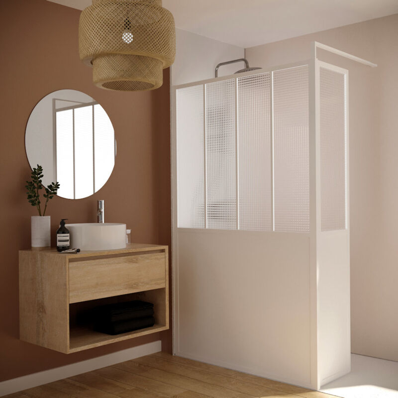 Paroi de douche fixe blanc bianca 120 cm