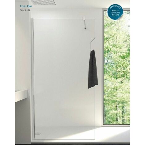 Paroi fixe One avec porte serviette Dimension paroi de douche: 160 cm - Epaisseur: 6 mm