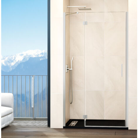 PAROI FIXE + PORTE BATTANTE PLAGE D'INSTALLATION 79.5-85 cm (30-50) MODÈLE: BISAGLASS NICKEL
