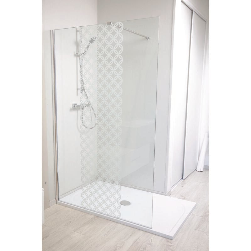 Paroi de douche taila - Verre trempé 8mm - Sérigraphie Motif givré - 100x200cm