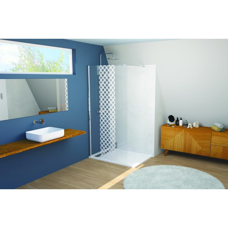 Paroi de douche taila - Verre trempé 8mm - Sérigraphie Motif givré - 120x200cm