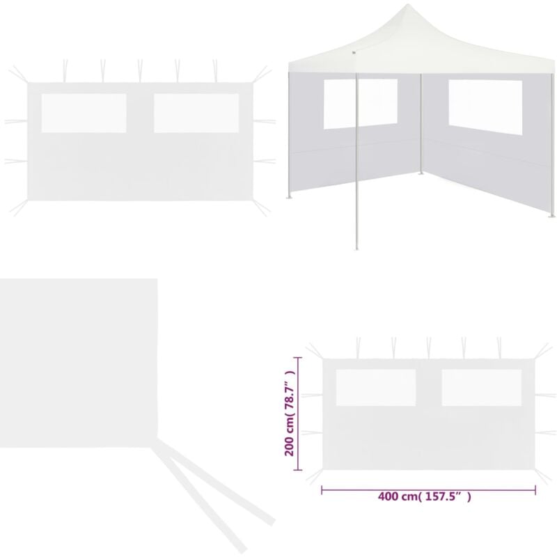 Paroi latérale de belvédère avec fenêtres 4x2 m Blanc - paroi latérale de belvédère - parois latérales de belvédère - Home & Living