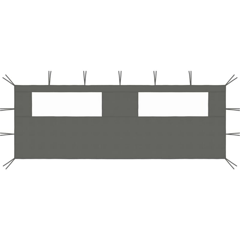 Paroi latérale de belvédère avec fenêtres 6x2 m Anthracite