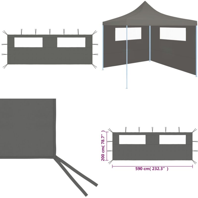 Paroi latérale de belvédère avec fenêtres 6x2 m Anthracite - paroi latérale de belvédère - parois latérales de belvédère - Home & Living - Anthracite