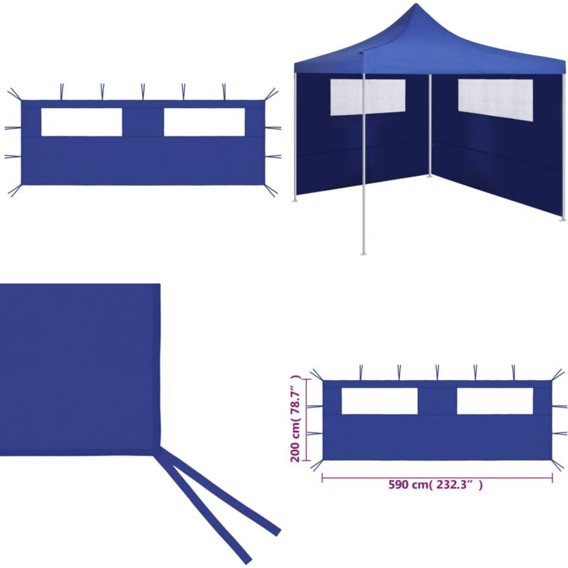 Paroi latérale de belvédère avec fenêtres 6x2 m Bleu - paroi latérale de belvédère - parois latérales de belvédère - Home & Living